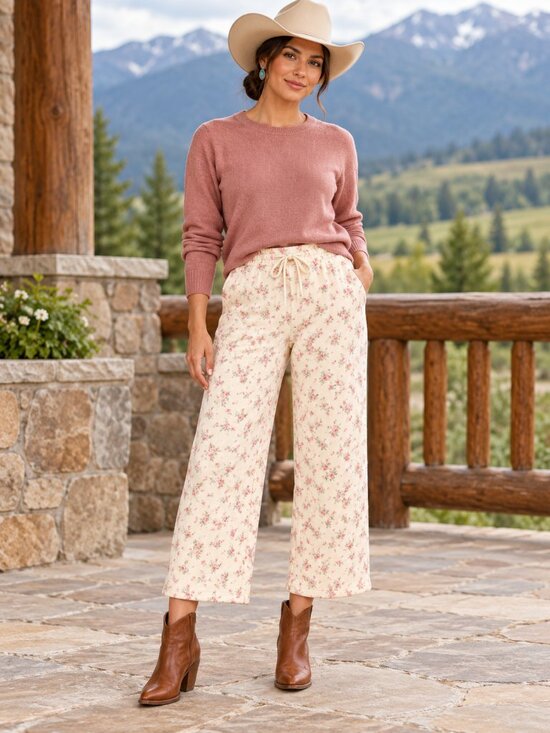 Peach Love California Pants - Peach Love Wide Leg Floral Print Pant